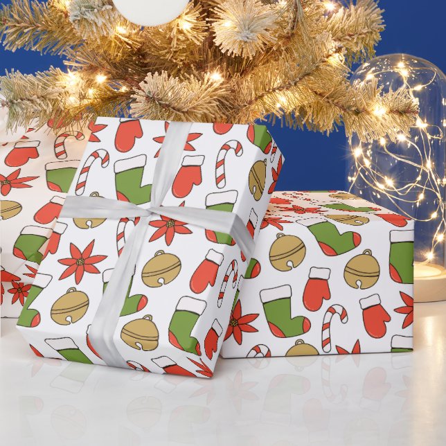 Papel de regalo de iconos navideños festivos (Vacaciones)
