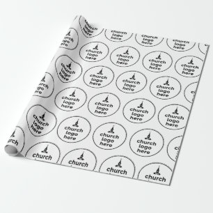 Papel de regalo de iglesia con logotipo redondo pe