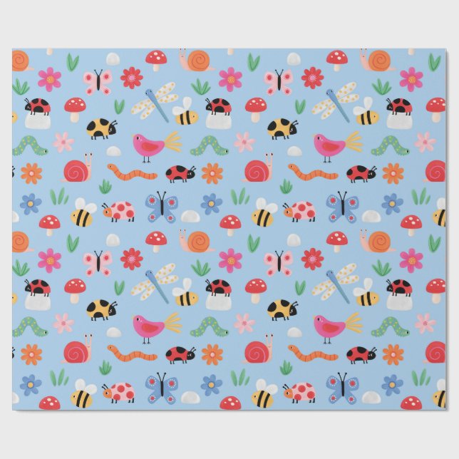 Papel de regalo de insectos lindos (Superficie plana)