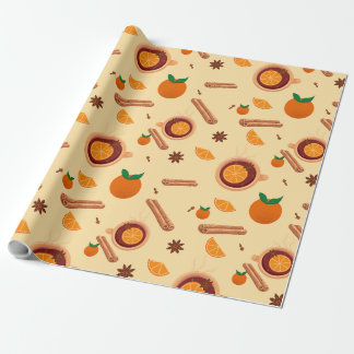 Papel de regalo de invierno con especia de naranja