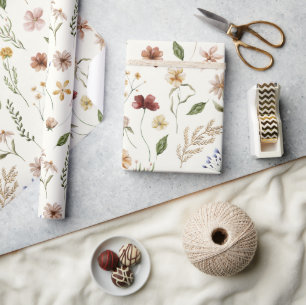 Papel de regalo de jardín de flores silvestres en 