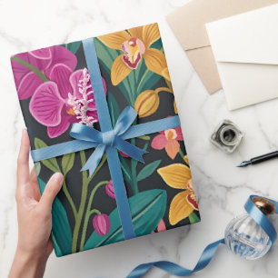 Papel de regalo de jardín de mariposas orquídeas a