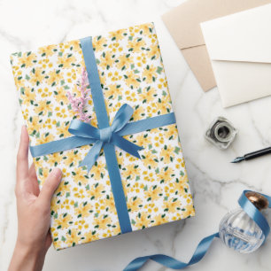 Papel de regalo de jardín floral acuarela amarilla