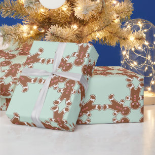 Papel de regalo de jengibre en menta copo de nieve