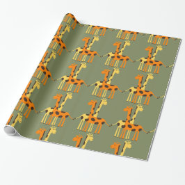 Papel de regalo de jirafa naranja y amarilla