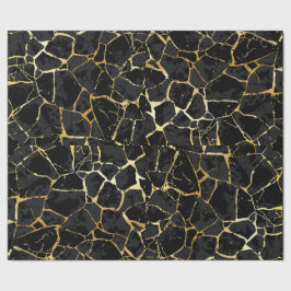 Papel de regalo de kintsugi negro con vetas de oro