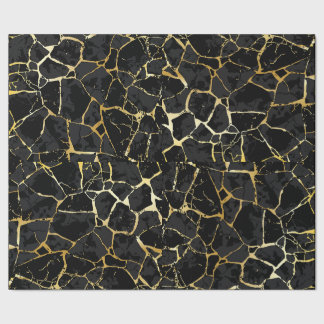 Papel de regalo de kintsugi negro con vetas de oro