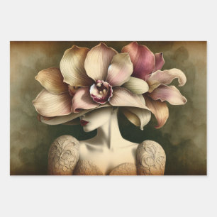Papel de regalo de la desconexión de la orquídea L