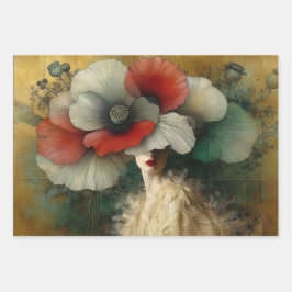 Papel de regalo de la desmentida de la amapola de 