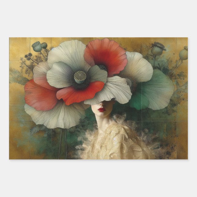 Papel de regalo de la desmentida de la amapola de  (Anverso)