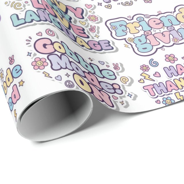 Papel de regalo de la Fiesta de Friendsgiving (Esquina del rollo)