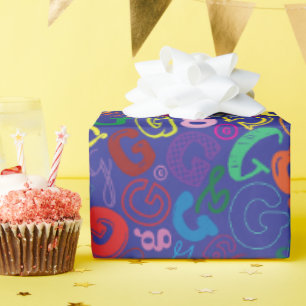 Papel de regalo de la letra del alfabeto G - Azul