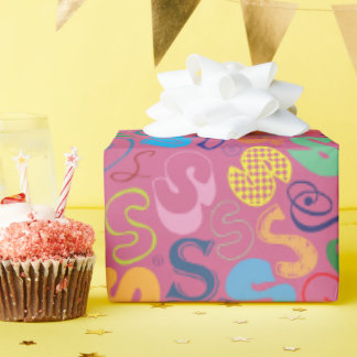 Papel de regalo de la letra del alfabeto S - Rosa