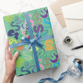 Papel de regalo de la letra del alfabeto S - Verde