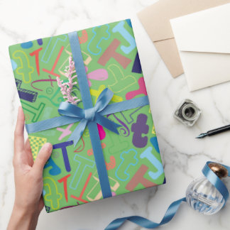 Papel de regalo de la letra del alfabeto T - Verde