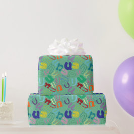 Papel de regalo de la letra del alfabeto U - Verde