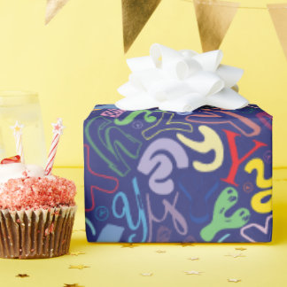Papel de regalo de la letra del alfabeto Y - Azul