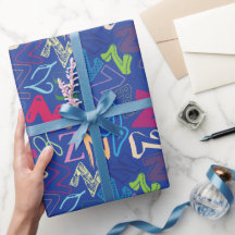 Papel de regalo de la letra del alfabeto Z - Azul