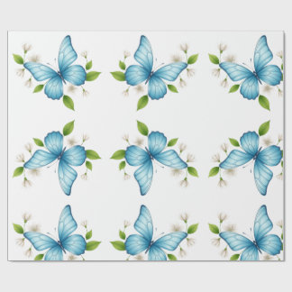Papel de regalo de la mariposa azul