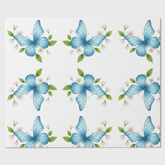 Papel de regalo de la mariposa azul (Superficie plana)