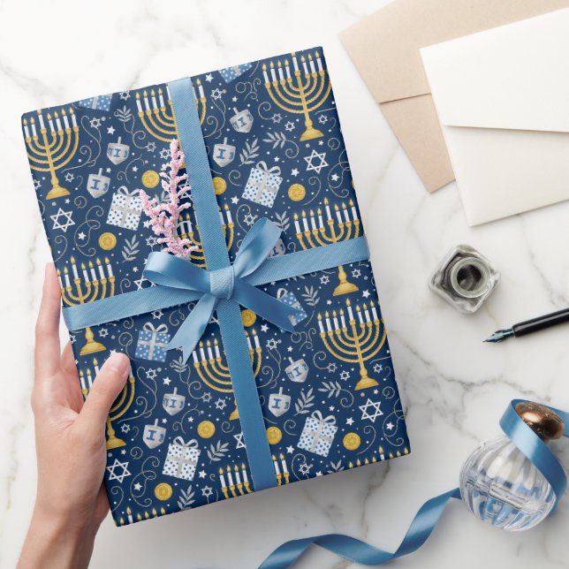 Papel de regalo de la Menorá de Hanukkah (Regalar)