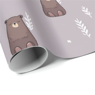 Papel de regalo de la primavera del oso soñoliento