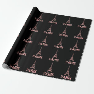 Papel de regalo de la Torre Eiffel rosa de París