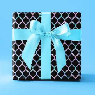 Papel de regalo de lámina iridiscente rosa y cuatr