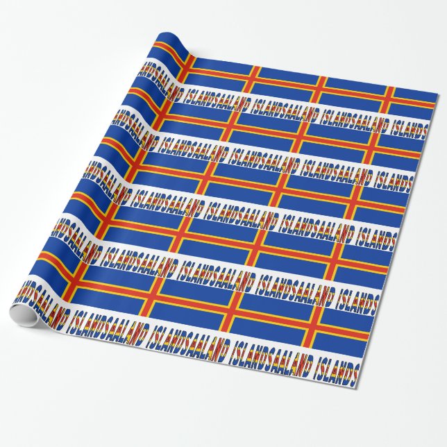 Papel de regalo de las Islas Åland con bandera (Desenrollado)