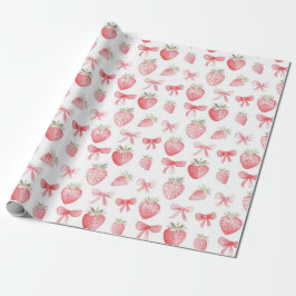 Papel de Regalo de Lazo de Fresa Rosa Coquette