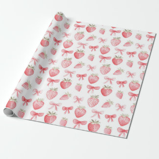 Papel de Regalo de Lazo de Fresa Rosa Coquette