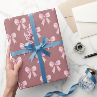Papel de regalo de lazo rosa femenino