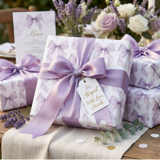 Papel de regalo de lazos de acuarela de lavanda