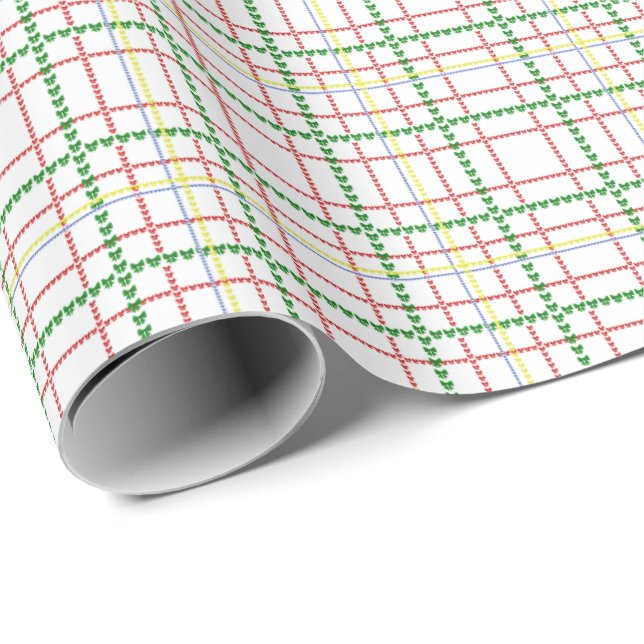Papel de regalo de lazos de cuadros escoceses (Esquina del rollo)