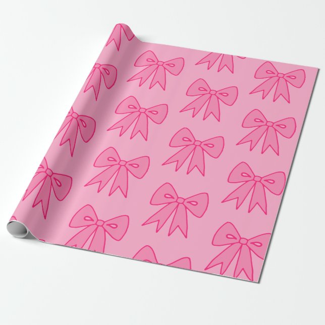 Papel de regalo de lazos rosados (Desenrollado)