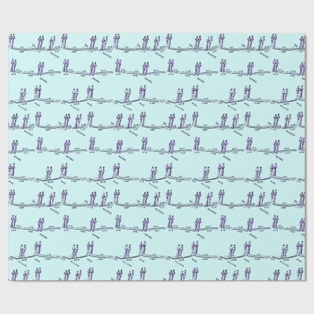 Papel de regalo de lecciones de baile (Azul) (Superficie plana)