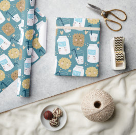 Papel de regalo de leche y galletas