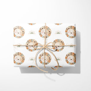 Papel de regalo de león Animalito bebé lindo neutr