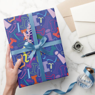 Papel de regalo de letra del alfabeto I - Azul