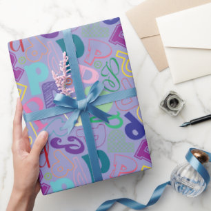 Papel de regalo de letra del alfabeto P - Morado