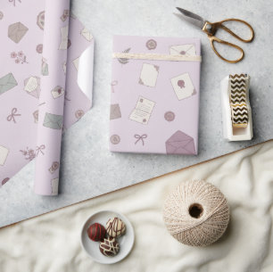 Papel de regalo de letras y sobres florales vintag