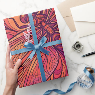 Papel de regalo de libélula abstracta puesta de so