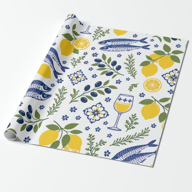 Papel de Regalo de Limón Costero (Desenrollado)