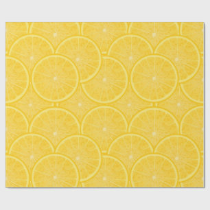 Papel de regalo de limón en rodaja cítrico amarill