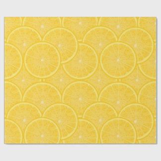 Papel de regalo de limón en rodaja cítrico amarill