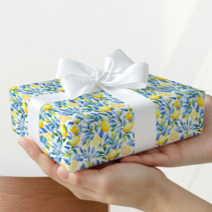 Papel de regalo de limón fresco Mediterráneo
