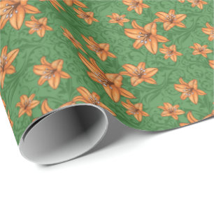 Papel de regalo de lirio naranja