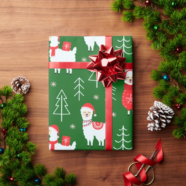 Papel de regalo de llama de Navidad (Regalo de vacaciones)
