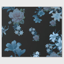 Papel de regalo de lujo con patrón floral en azul