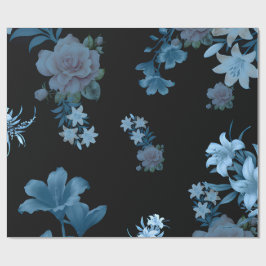Papel de regalo de lujo con patrón floral en azul 